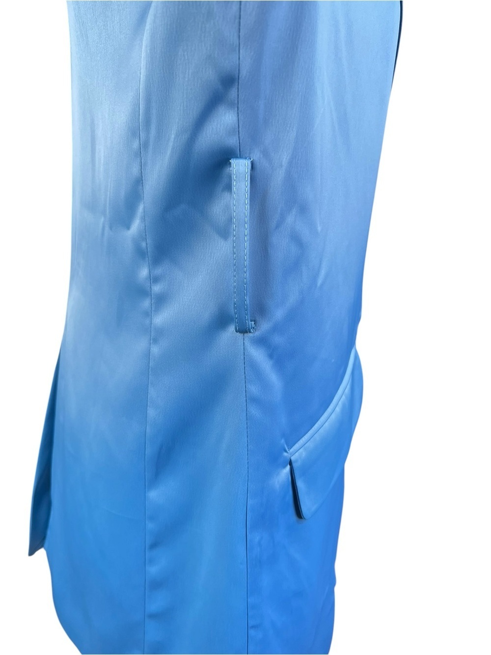 House of Harlo 1960 Satin Boyfriend Blazer in Sky Blue Size XS - Picture 6 of 10
